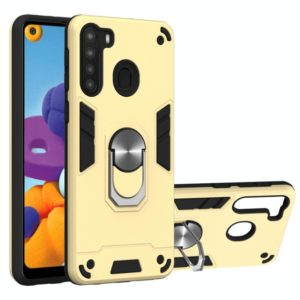 For Samsung Galaxy A21(EU Version) 2 in 1 Armour Series PC + TPU Protective Case with Ring Holder(Gold) (OEM)