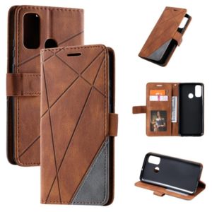 For Huawei P smart 2020 Skin Feel Splicing Horizontal Flip Leather Case with Holder & Card Slots & Wallet & Photo Frame(Brown) (OEM)