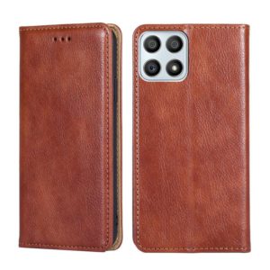For Honor X30i Gloss Oil Solid Color Magnetic Flip Leather Phone Case(Brown) (OEM)