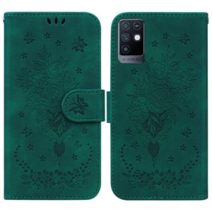 For Infinix Note 10 X693 Butterfly Rose Embossed Leather Phone Case(Green) (OEM)