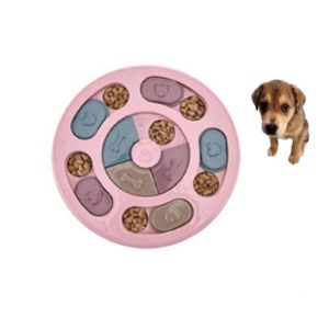 Pet Toy Dog Food Turntable Eating Puzzle Anti-Smashing Dog Bowl Supplies, Style:Round Style(Pink) (OEM)