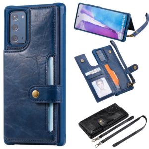 Shockproof Horizontal Flip Protective Case with Holder & Card Slots & Wallet & Photo Frame & Short Lanyard For Samsung Galaxy Note20(Blue) (OEM)