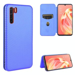 For OPPO A91 / F15 Reno3(Southeast Asia Version) Carbon Fiber Texture Horizontal Flip TPU + PC + PU Leather Case with Card Slot(Blue) (OEM)