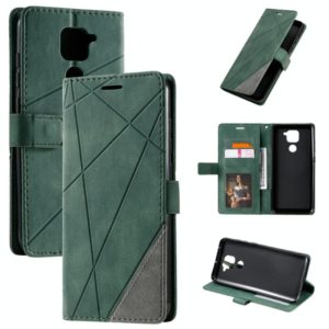 For Xiaomi Redmi Note 9 Skin Feel Splicing Horizontal Flip Leather Case with Holder & Card Slots & Wallet & Photo Frame(Green) (OEM)