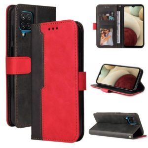 For Samsung Galaxy A12 5G / M12 / F12 5G Business Stitching-Color Horizontal Flip PU Leather Case with Holder & Card Slots & Photo Frame(Red) (OEM)