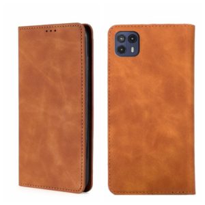 For Motorola Moto G50 5G Skin Feel Magnetic Horizontal Flip Leather Phone Case(Light Brown) (OEM)