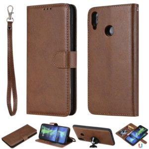 For Huawei Honor 8X Solid Color Horizontal Flip Protective Case with Holder & Card Slots & Wallet & Photo Frame & Lanyard(Brown) (OEM)