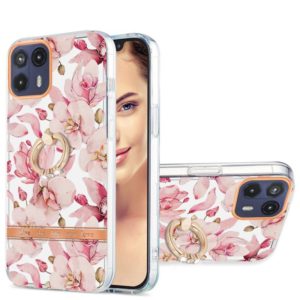 For Motorola Moto G50 5G Ring IMD Flowers TPU Phone Case(Pink Gardenia) (OEM)