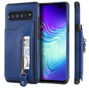 For Galaxy S10 5G Solid Color Double Buckle Zipper Shockproof Protective Case(Blue) (OEM)