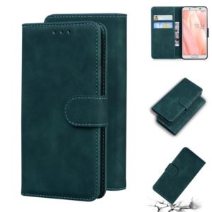 For Sharp Aquos Sense 3 / Sense3 Lite / Sense3 Basic & SHV45 Skin Feel Pure Color Leather Phone Case(Green) (OEM)