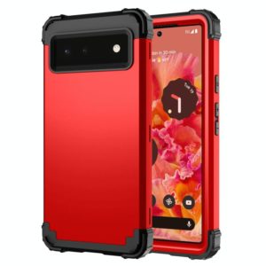 For Google Pixel 6 3 in 1 Shockproof PC + Silicone Protective Phone Case(Red + Black) (OEM)