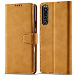 For Sony Xperia 1 III Frosted Anti-theft Brush Horizontal Flip Leather Phone Case(Yellow) (OEM)