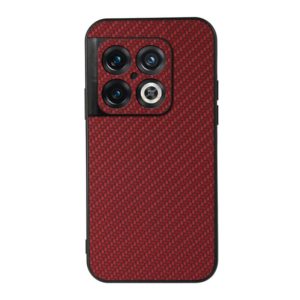 For OnePlus 10 Pro Accurate Hole Carbon Fiber Texture PU Phone Case(Red) (OEM)
