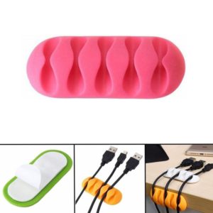 10 PCS Pasteable Five-hole TPR Wire Storage Organizer Data Cable Holder(Pink) (OEM)