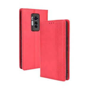 For Tecno Phantom X Magnetic Buckle Retro Pattern Horizontal Flip Leather Case with Holder & Card Slot & Wallet(Red) (OEM)