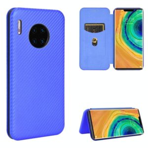 For Huawei Mate 30 Pro Carbon Fiber Texture Horizontal Flip TPU + PC + PU Leather Case with Card Slot(Blue) (OEM)