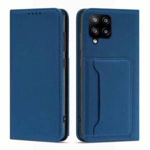 For Samsung Galaxy A42 Strong Magnetism Liquid Feel Horizontal Flip Leather Case with Holder & Card Slots & Wallet(Blue) (OEM)
