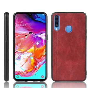 For Galaxy A20s Shockproof Sewing Cow Pattern Skin PC + PU + TPU Case(Red) (OEM)