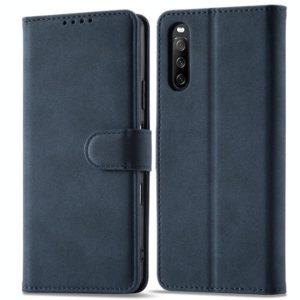 For Sony Xperia 10 III Frosted Anti-theft Brush Horizontal Flip Leather Phone Case(Dark Blue) (OEM)