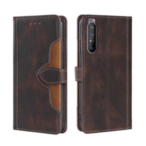For Sony Xperia 1 II Skin Feel Straw Hat Magnetic Buckle Leather Phone Case(Brown) (OEM)