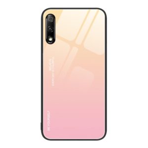 For Honor 9X Gradient Color Glass Phone Case(Yellow Pink) (OEM)