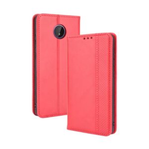 For Nokia C10 / C20 Magnetic Buckle Retro Crazy Horse Texture Horizontal Flip Leather Case with Holder & Card Slots & Photo Frame(Red) (OEM)