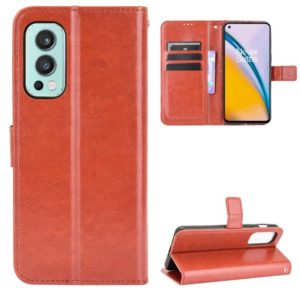 For OnePlus Nord 2 5G Crazy Horse Texture Horizontal Flip Leather Case with Holder & Card Slots & Lanyard(Brown) (OEM)