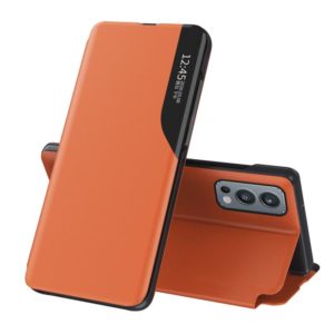 For OnePlus Nord 2 5G Attraction Flip Holder Leather Phone Case(Orange) (OEM)