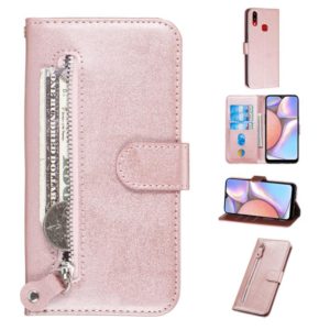 For Galaxy A10s Fashion Calf Texture Zipper Horizontal Flip PU Leather Case, with Holder & Card Slots & Wallet(Rose Gold) (OEM)