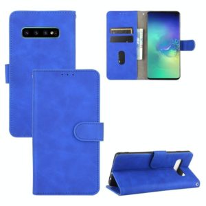 For Samsung Galaxy S10 Solid Color Skin Feel Magnetic Buckle Horizontal Flip Calf Texture PU Leather Case with Holder & Card Slots & Wallet(Blue) (OEM)