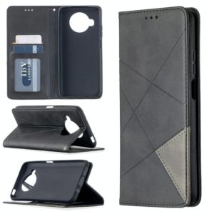 For Xiaomi Mi 10T Lite 5G Rhombus Texture Horizontal Flip Magnetic Leather Case with Holder & Card Slots(Black) (OEM)