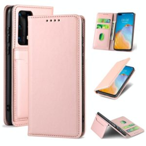 For Huawei P40 Pro Strong Magnetism Liquid Feel Horizontal Flip Leather Case with Holder & Card Slots & Wallet(Rose Gold) (OEM)