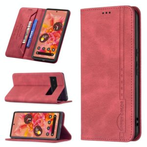 For Google Pixel 6 Magnetic RFID Blocking Anti-Theft Leather Case with Holder & Card Slots & Wallet(Red) (OEM)