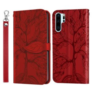 For Huawei P30 Pro Life of Tree Embossing Pattern Horizontal Flip Leather Case with Holder & Card Slot & Wallet & Photo Frame & Lanyard(Red) (OEM)