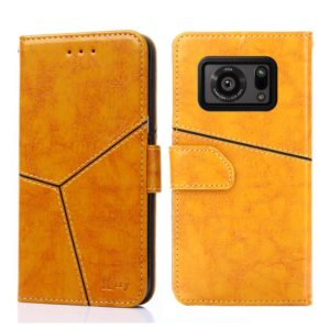 For Sharp Aquos R6 Geometric Stitching Horizontal Flip Leather Phone Case(Yellow) (OEM)