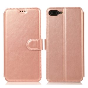 For iPhone 7 Plus / 8 Plus Calf Texture Magnetic Buckle Horizontal Flip Leather Case with Holder & Card Slots & Wallet & Photo Frame(Rose Gold) (OEM)