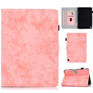 For Amazon Kindle Fire HD 8 (2020) Marble Style Cloth Texture Tablet PC Protective Leather Case with Bracket & Card Slot & Pen Slot & Anti Skid Strip & Wake-up / Sleep Function(Pink) (OEM)