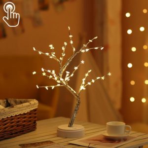 LED Pentagram Tree Copper Wire Table Lamp Creative Decoration Touch Control Night Light (Warm White Light) (OEM)