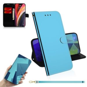 For iPhone 12 Pro Max Imitated Mirror Surface Horizontal Flip Leather Case with Holder & Card Slots & Wallet & Lanyard(Blue) (OEM)