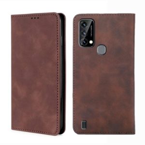 For Blackview A50 Skin Feel Magnetic Horizontal Flip Leather Phone Case(Dark Brown) (OEM)