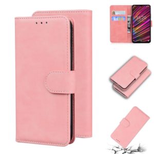 For UMIDIGI F1 Skin Feel Pure Color Flip Leather Phone Case(Pink) (OEM)