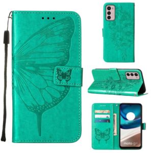For Motorola Moto G42 Embossed Butterfly Flip Leather Phone Case(Green) (OEM)