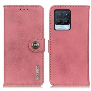 For OPPO Realme 8 / 8 Pro KHAZNEH Cowhide Texture Horizontal Flip Leather Case with Holder & Card Slots & Wallet(Pink) (OEM)