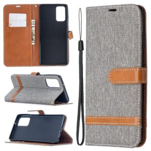 For Samsung Galaxy Note20 Color Matching Denim Texture Horizontal Flip Leather Case with Holder & Card Slots & Wallet & Lanyard(Grey) (OEM)