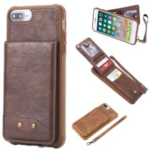 For iPhone 6 Plus Vertical Flip Shockproof Leather Protective Case with Short Rope, Support Card Slots & Bracket & Photo Holder & Wallet Function(Coffee) (OEM)