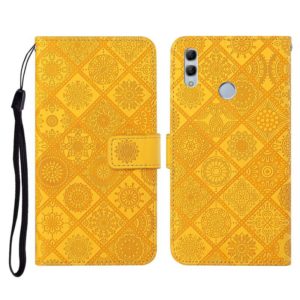 For Huawei Honor 8X Ethnic Style Embossed Pattern Horizontal Flip Leather Case with Holder & Card Slots & Wallet & Lanyard(Yellow) (OEM)
