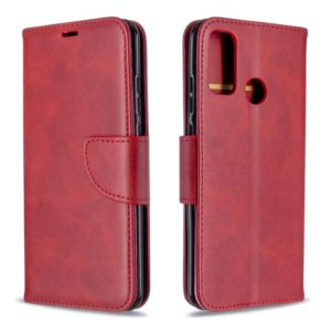 For Huawei P Smart (2020) Retro Lambskin Texture Pure Color Horizontal Flip PU Leather Case with Holder & Card Slots & Wallet & Lanyard(Red) (OEM)