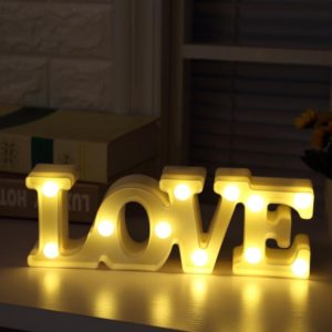 Creative LOVE Shape Warm White LED Decoration Light, 2 x AA Batteries Powered Party Festival Table Wedding Lamp Night Light(White) (OEM)