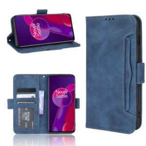 For OnePlus 9RT 5G Skin Feel Calf Pattern Horizontal Flip Leather Phone Case with Holder & Card Slots & Photo Frame(Blue) (OEM)