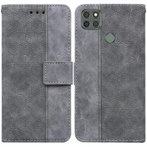 For Motorola Moto G9 Power Geometric Embossed Leather Phone Case(Grey) (OEM)